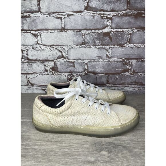 Massimo Dutti White Leather Snake Skin Embossed Trainers Shoes Women Sz 39EU/8.5 - Picture 3 of 16